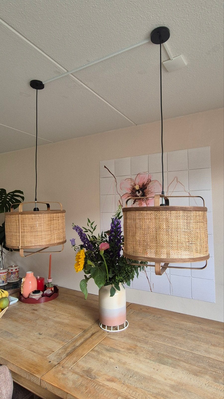 Hanglampen rotan, Ophalen of Verzenden, Zo goed als nieuw, Minder dan 50 cm