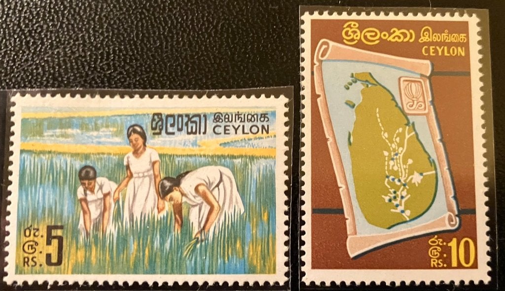 Ceylon Michelnrs 393/394 postfris, Postzegels en Munten, Postzegels | Azië, Verzenden, Postfris, Zuid-Azië