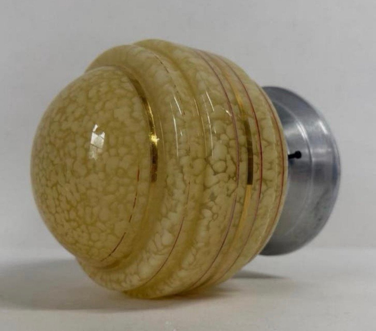 Geel gewolkte vintage lamp met accenten in rood en goud, Ophalen of Verzenden
