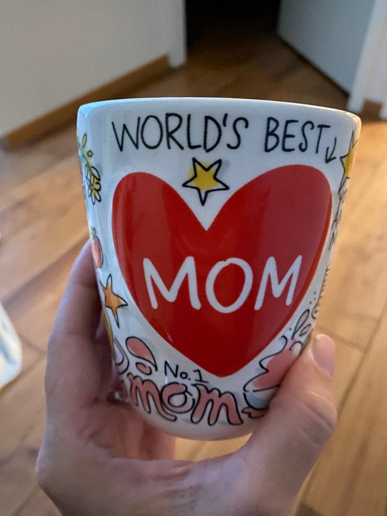GEZOCHT - Blond Amsterdam mok 0,5l World’s best Mom, Zo goed als nieuw, Overige stijlen, Aardewerk, Blond Amsterdam