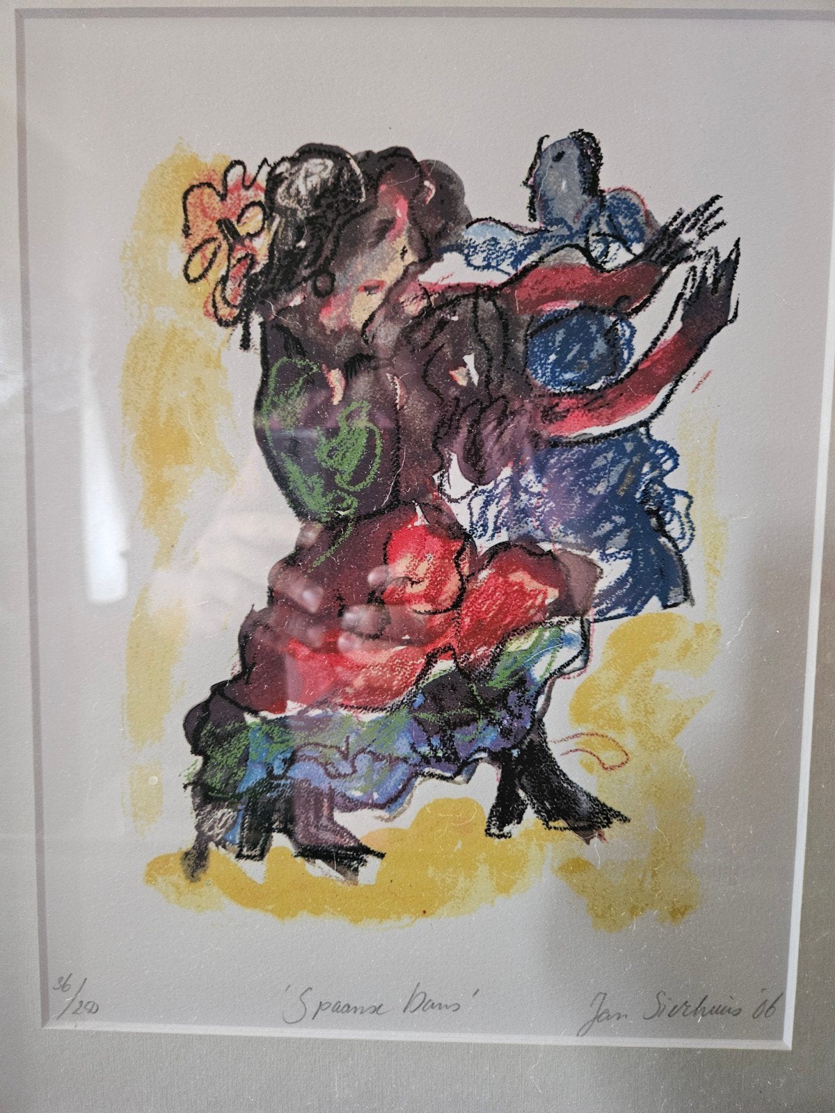 Jan Sierhuis "Spaanse Dans", Antiek en Kunst, Kunst | Litho's en Zeefdrukken, Ophalen of Verzenden