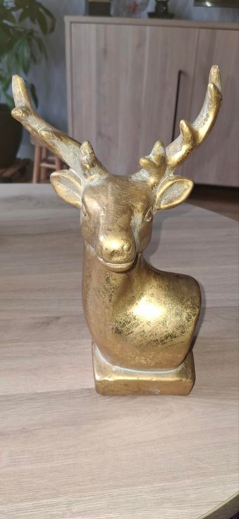 Gouden Hertenkop en Pauwen Beeldjes - Decoratie Set, Overige materialen, Overige stijlen, Ophalen of Verzenden, Zo goed als nieuw