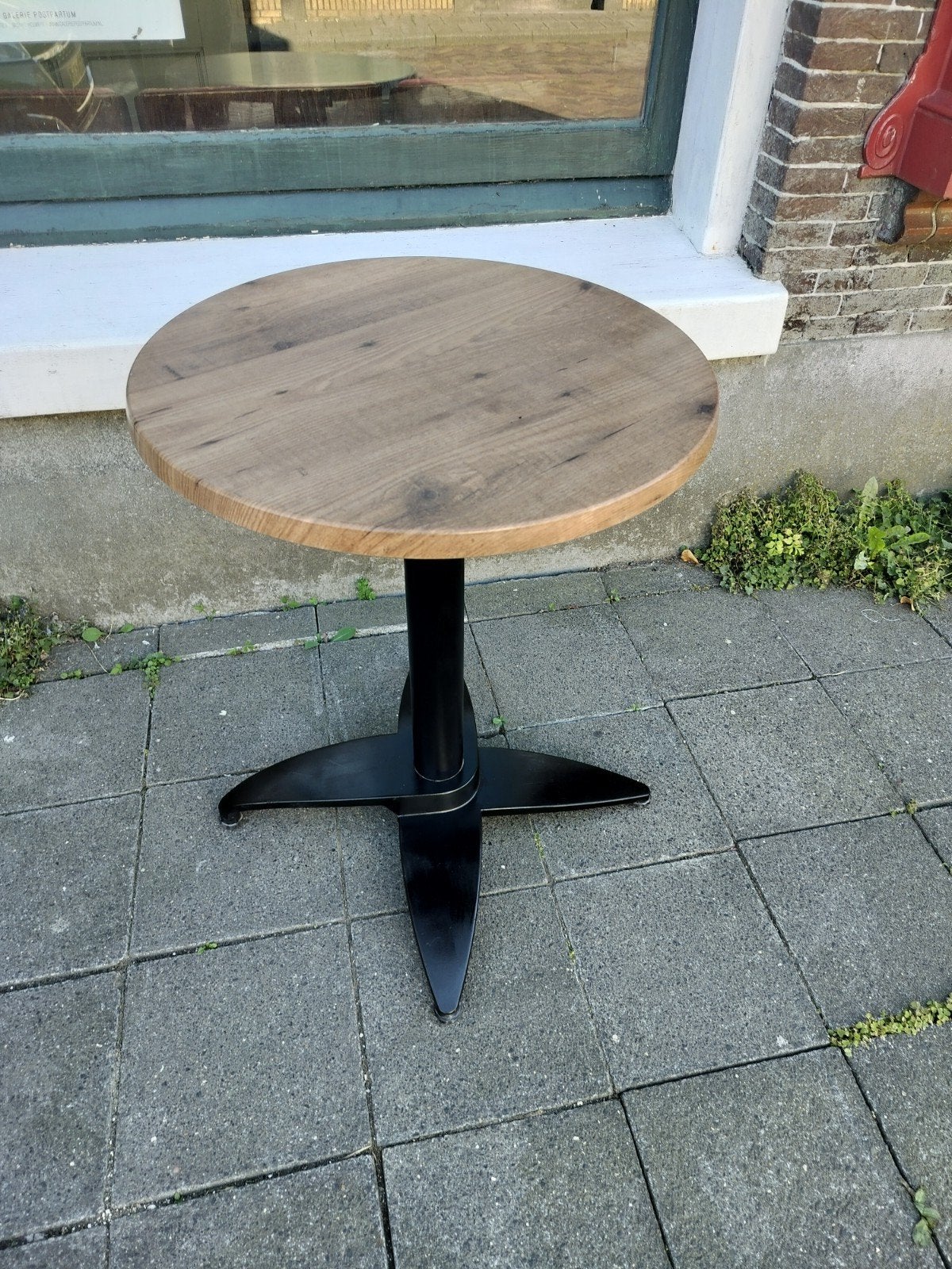 Inklapbare buitentafel - bistro - Rond blad, Tuin en Terras, Tuintafels, Ophalen of Verzenden, Zo goed als nieuw, Rond, Hout