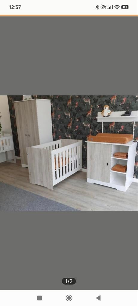 Interbaby Babykamer Rock - Ledikant, Commode, Kledingkast, Ophalen, Zo goed als nieuw, Jongetje of Meisje