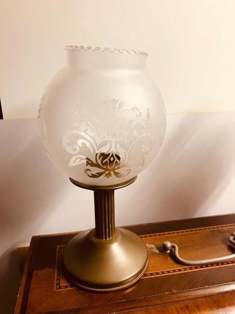 Set van 2 Vintage Windlichten met Matglas en Messing, Windlicht, Gebruikt, 26 cm, Overige merken