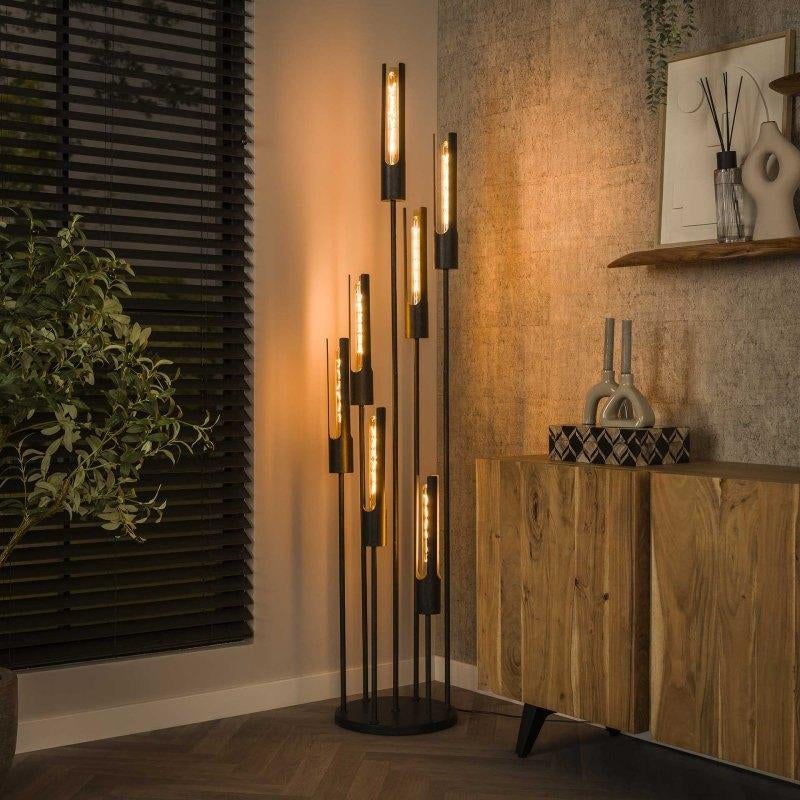 Vloerlamp 7L getrapt tube / Artic zwart, Ophalen, Nieuw, 150 tot 200 cm