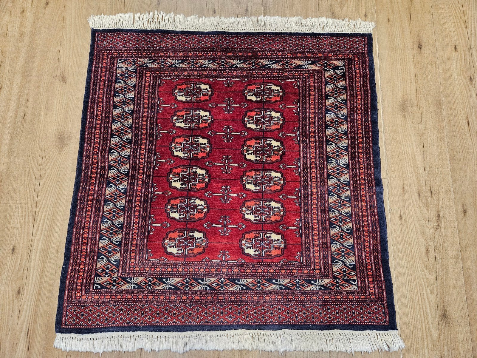 Vintage handgeknoopt oosters tapijt bochara 103x94