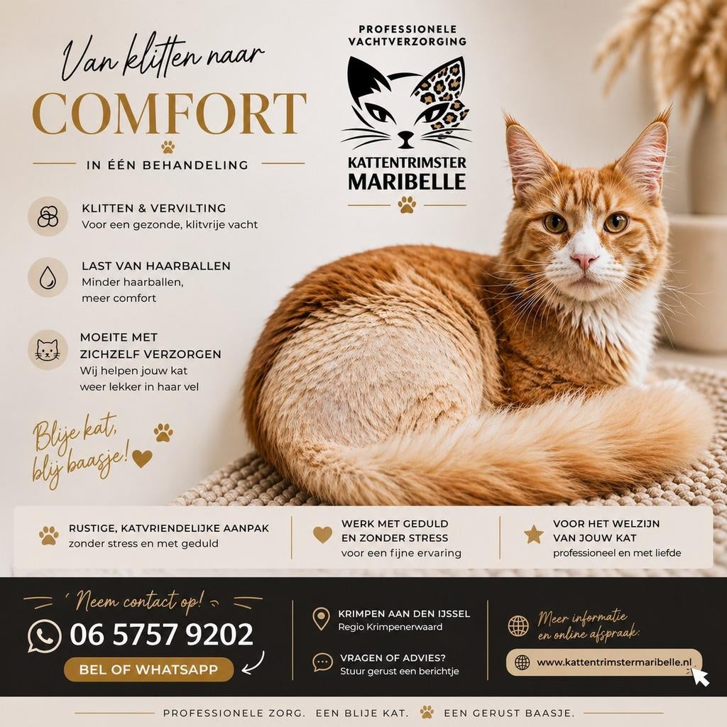 Kattentrimster Maribelle in Krimpen ad IJssel, Trimmen of Verzorging