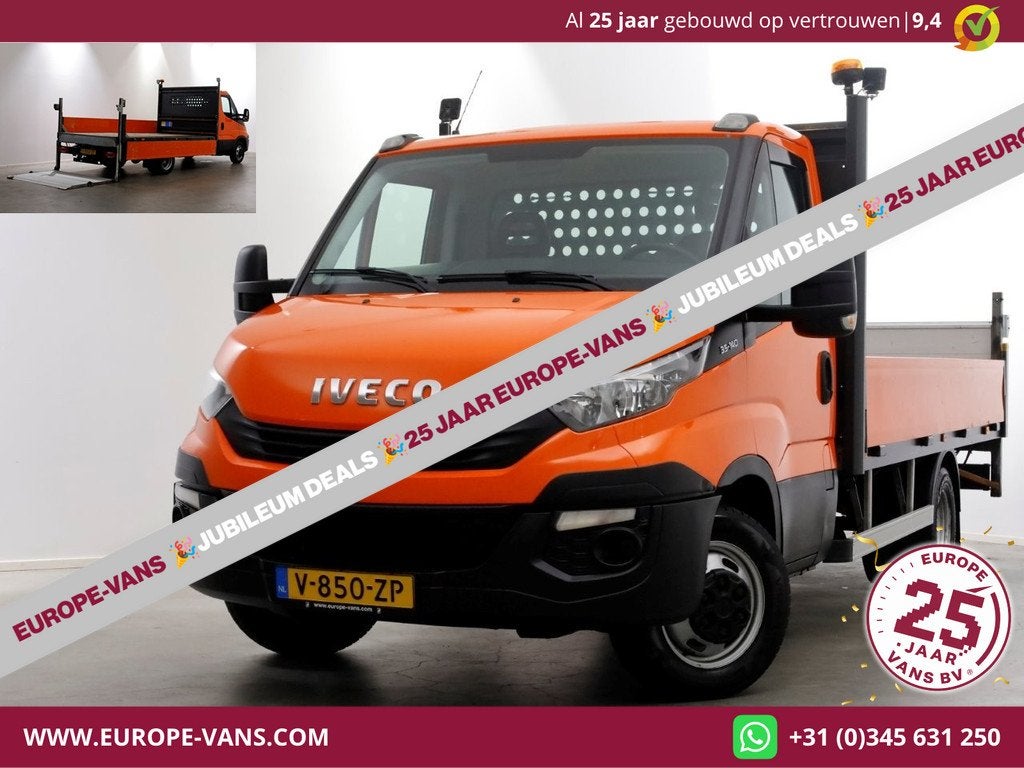 Iveco Daily 35C14 136pk Open Laadbak met laadklep en trekhaa, Automaat, Gebruikt, Euro 6, Iveco