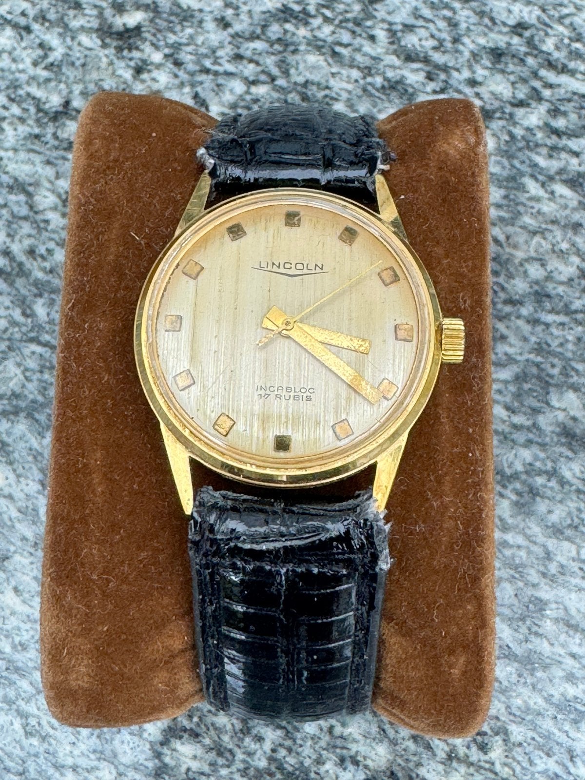 Vintage Lincoln Polshorloge - Verguld, 17 Rubis Incabloc, Ophalen of Verzenden, Gebruikt