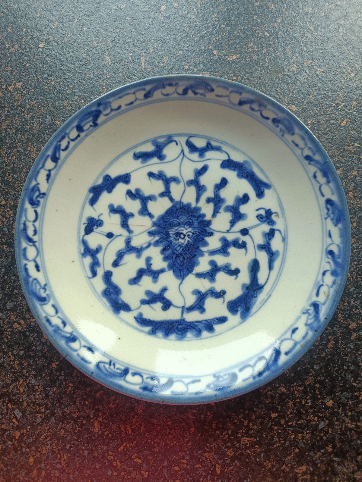 Antiek Chinees Blauw-Wit Porseleinen bordje uit de Ming Dyna, Ophalen of Verzenden
