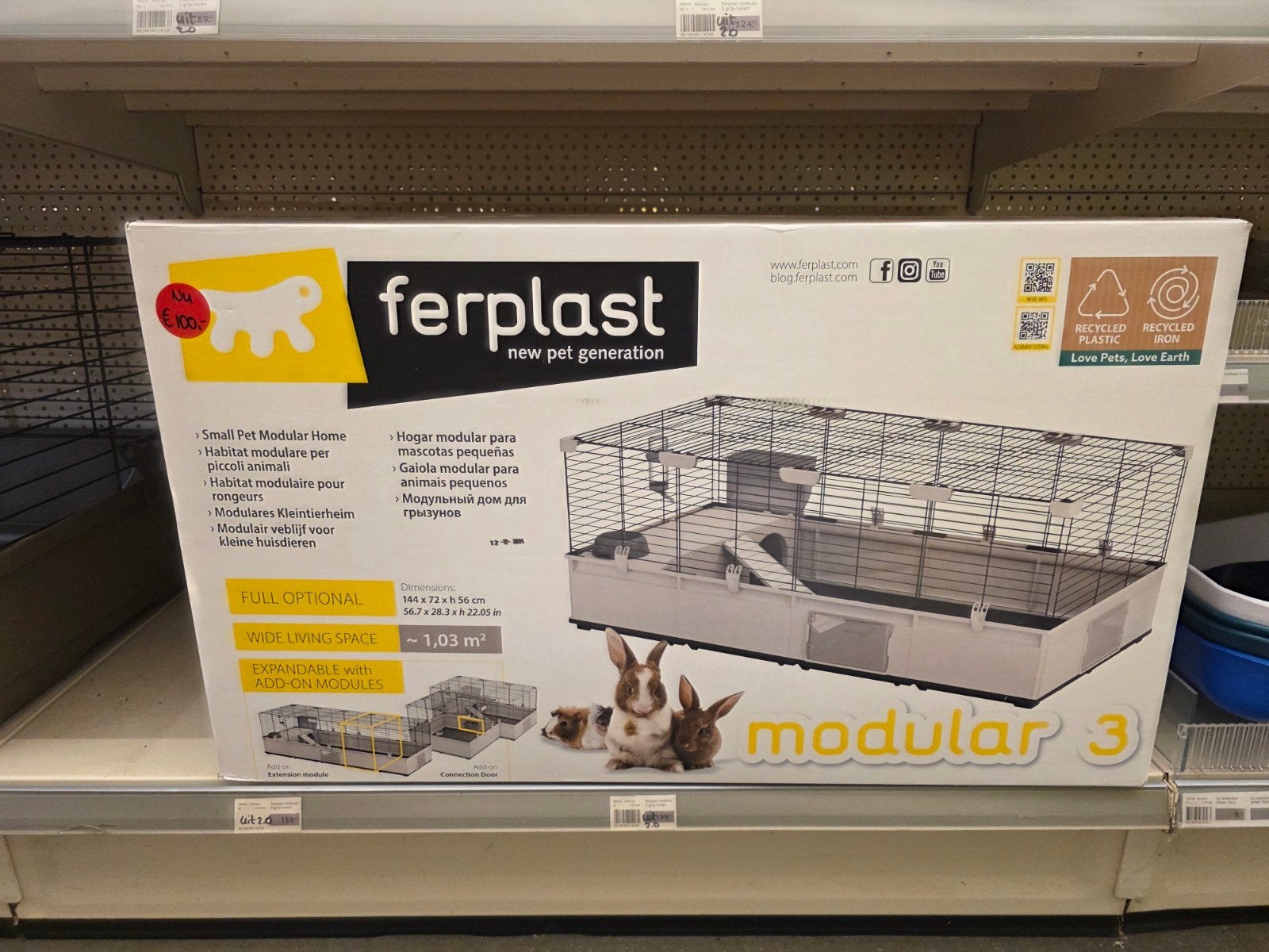 Ferplast modular 3, Kooi, Nieuw, Chinchilla, 75 tot 110 cm