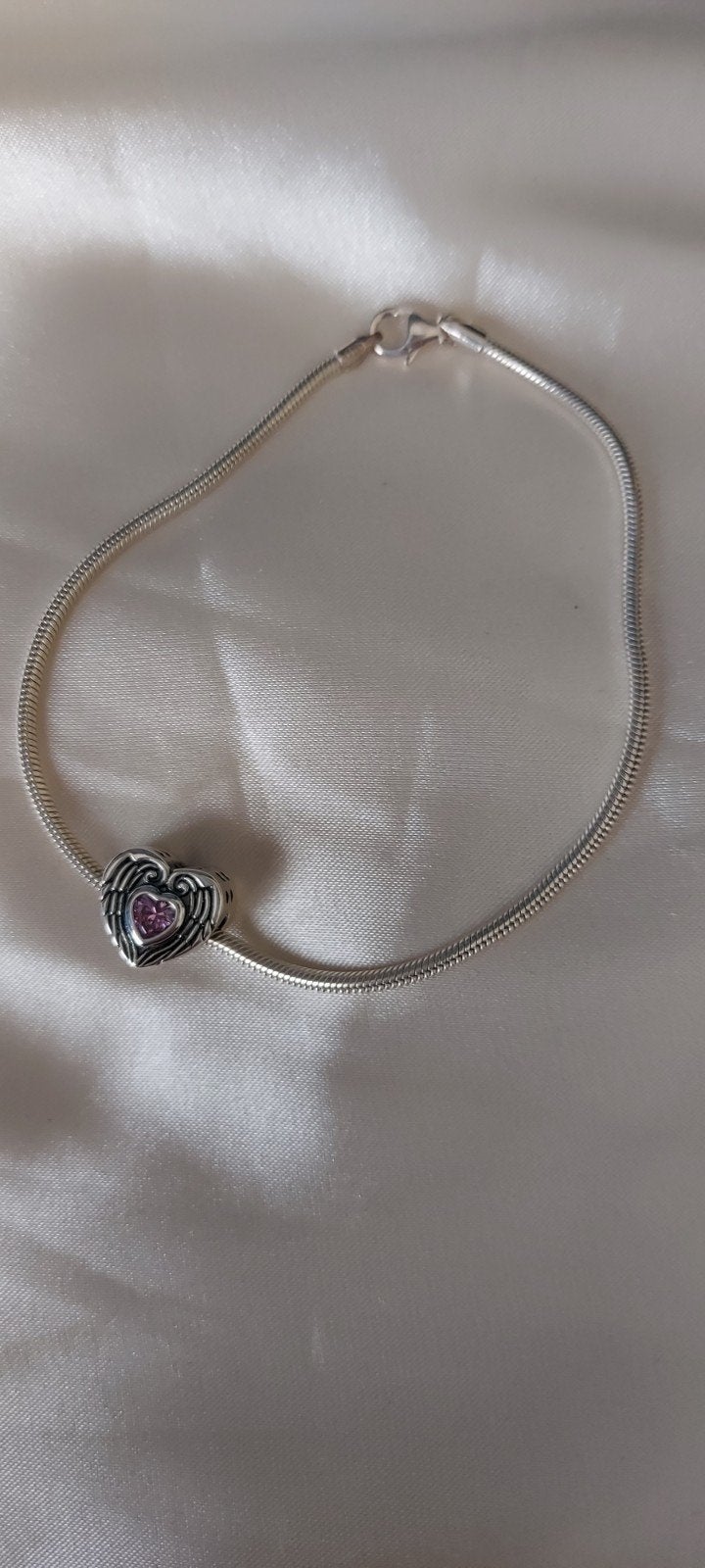 Zilveren armband met hart bedel - 21cm, Met bedels of kralen, Nieuw, Ophalen of Verzenden, Zilver