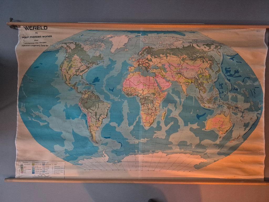 Wereldkaart schoolkaart vintage, Ophalen, Aardrijkskunde