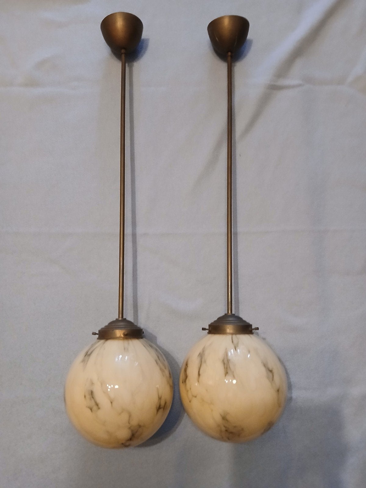 Art Deco gemarmerd glas hanglampen , hanglamp, Antiek en Kunst, Antiek | Lampen, Ophalen of Verzenden