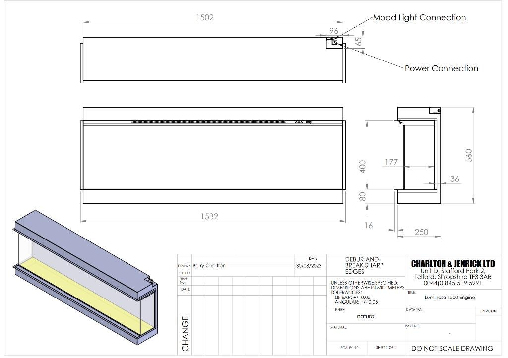 Charlton & Jenrick elektrische openhaard Luminosa 1500, Have, Elektrische haard, Ophalen of Verzenden, Zo goed als nieuw