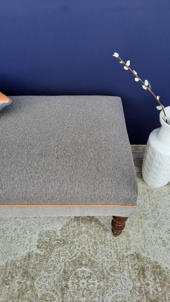 Landelijke vintage hocker, ottoman, voetenbankje, bench bank, Ophalen, Gebruikt, Vintage, 100 tot 125 cm