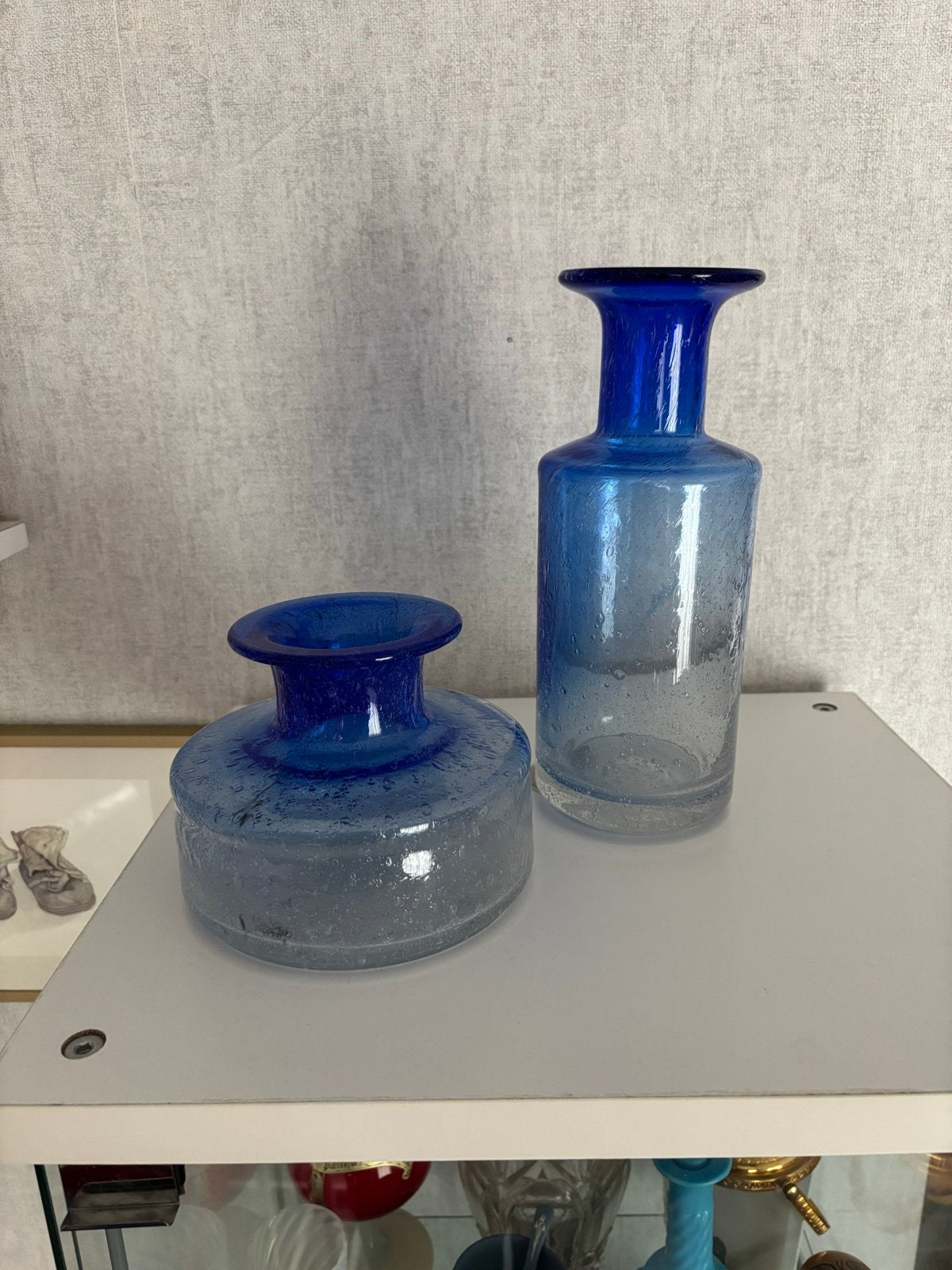 Holmegaard Vazen - Helder en Blauw Glas met Luchtbellen, Ophalen of Verzenden