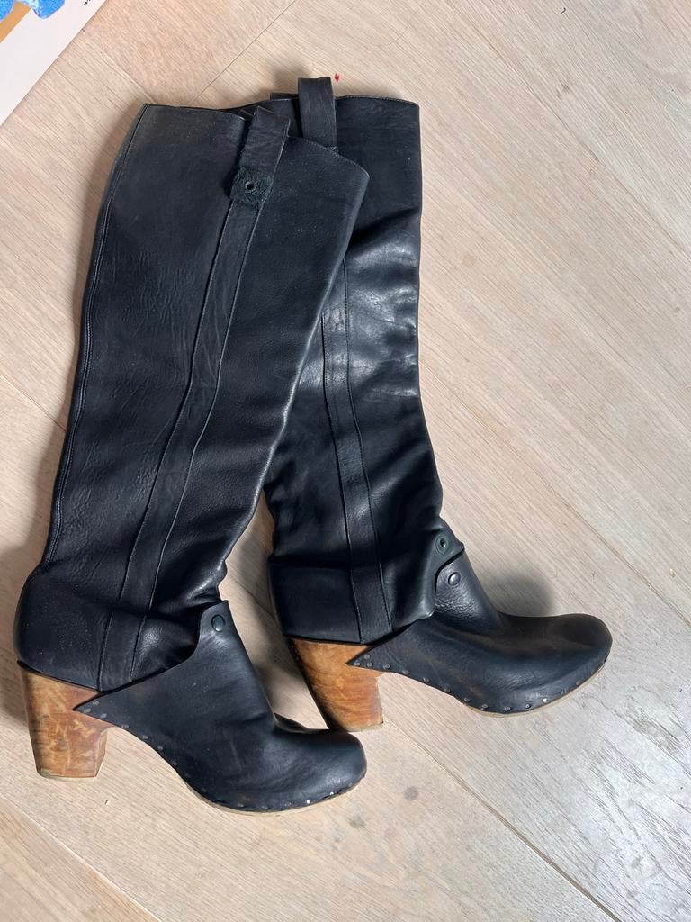Vialis leren laarzen met klompjes, Kleding | Dames, Schoenen, Hoge laarzen, Zwart, Ophalen of Verzenden, Gedragen