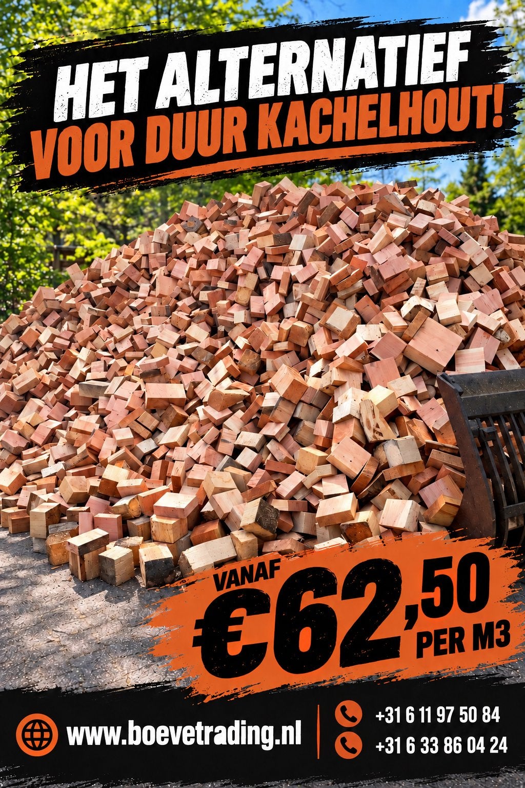 Hét alternatief voor duur haardhout, brandhout, kachelhout!, Tuin en Terras, 6 m³ of meer, Ophalen of Verzenden, Blokken