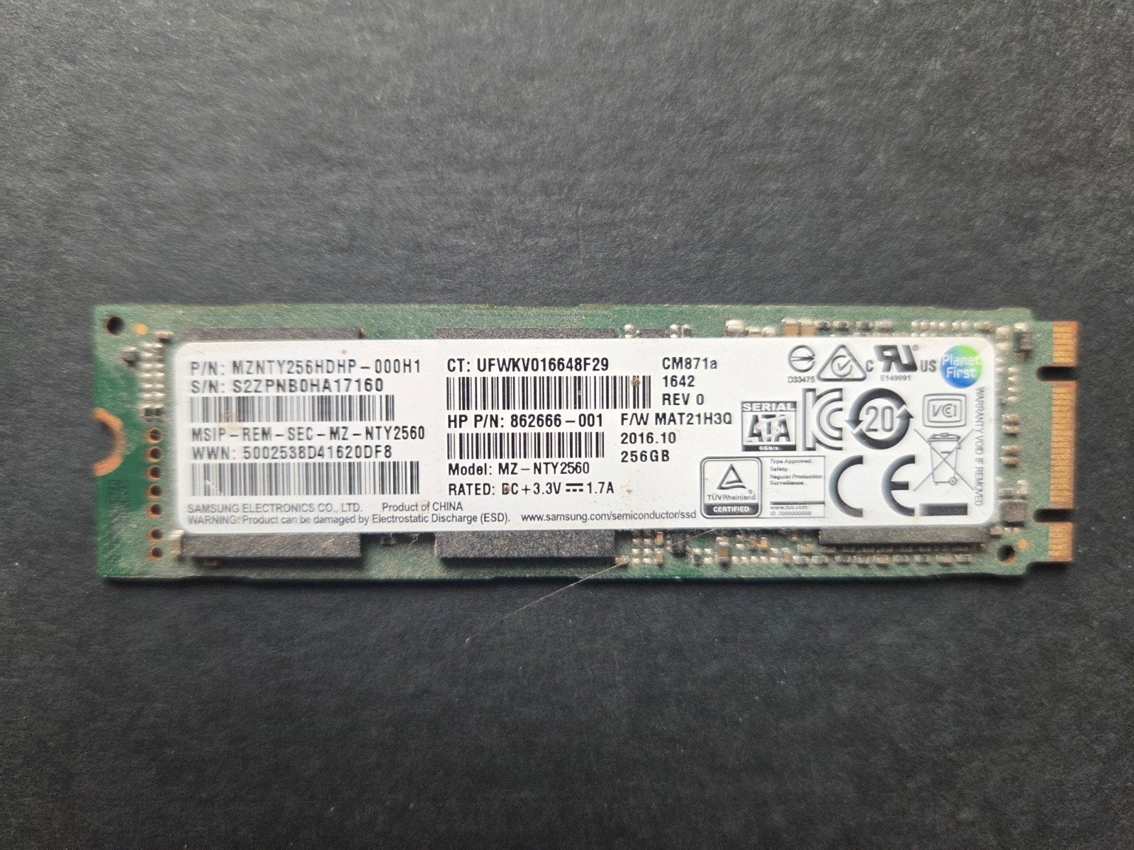 256 Gb NVMe stick, Intern, Gebruikt, Samsung SSD, Ophalen of Verzenden