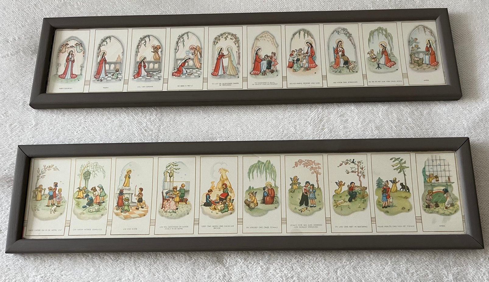 Vintage Onze Vader & Weesgegroet Gebedenlijsten (2 stuks), Ophalen of Verzenden