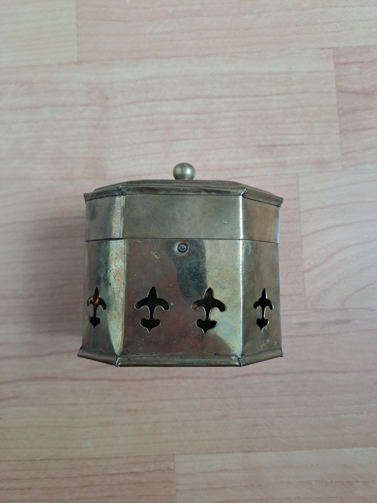 Antieke koperen cricket box met Fleur-de-lis decoratie, Ophalen of Verzenden, Koper