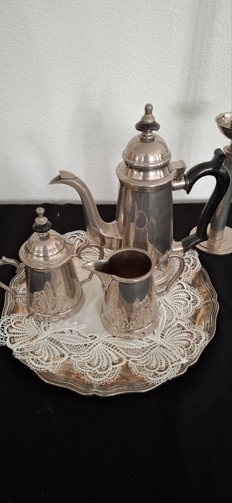 Oud verzilverd tinnen servies met keurmerk, Ophalen of Verzenden, Zilver