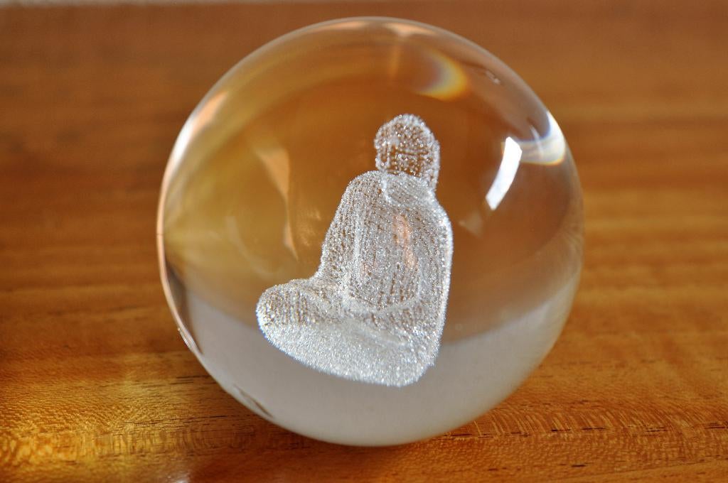 Vintage 3D Presse Papier Bol Glas Boedha 7,5 cm, Ophalen of Verzenden
