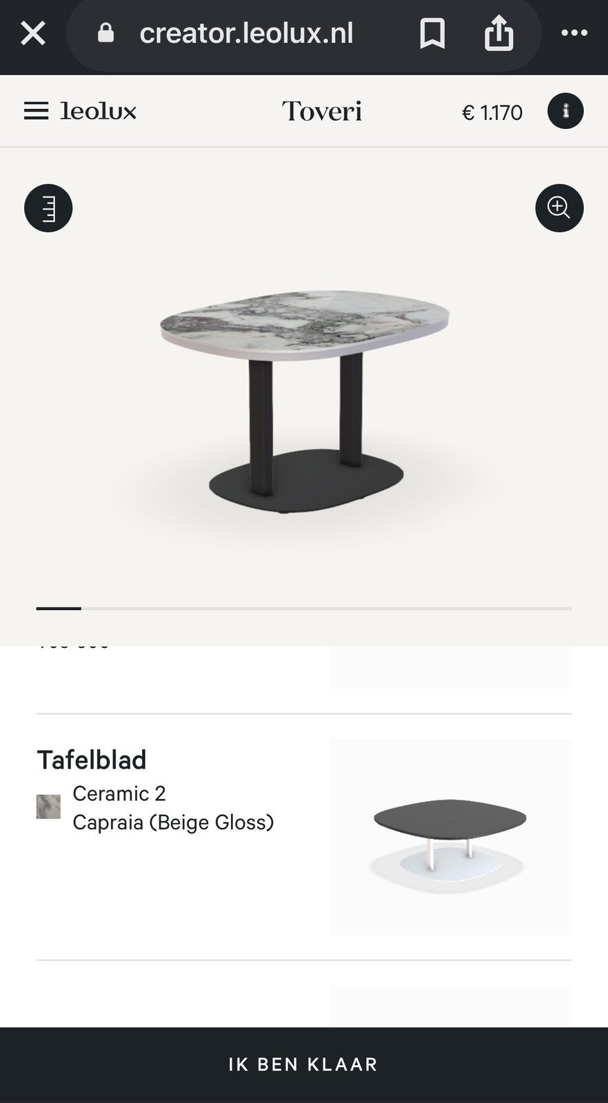 Leolux salontafelset keramiek gloss NIEUW, Ophalen, Nieuw, Rechthoekig, 50 tot 100 cm