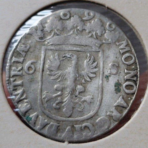 Zilveren rijderschelling Deventer 1690, Ophalen of Verzenden