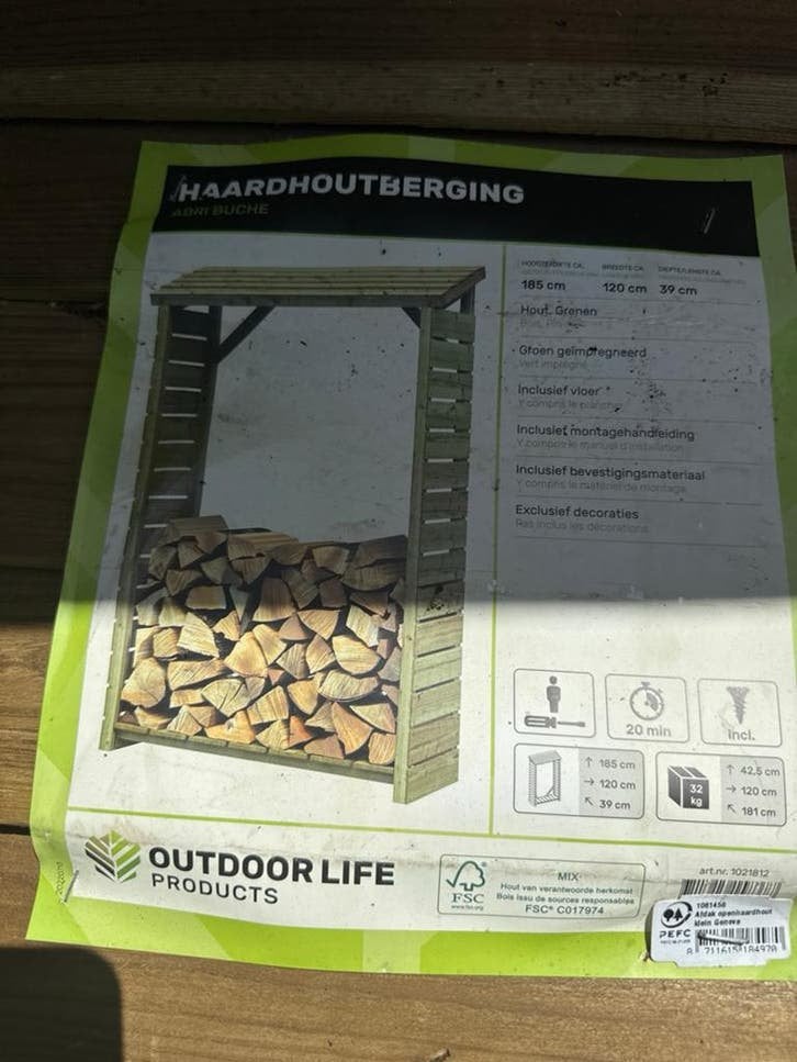 Haardhoutberging, Tuin en Terras, Haardhout, Blokken, Overige houtsoorten, Minder dan 3 m³, Ophalen of Verzenden
