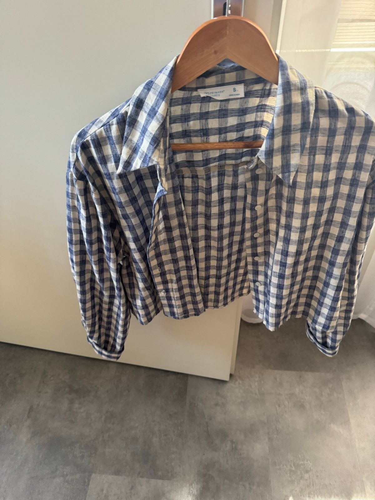 Primark geruite crop top blouse maat S, Blauw, Ophalen of Verzenden, Zo goed als nieuw, Lange mouw