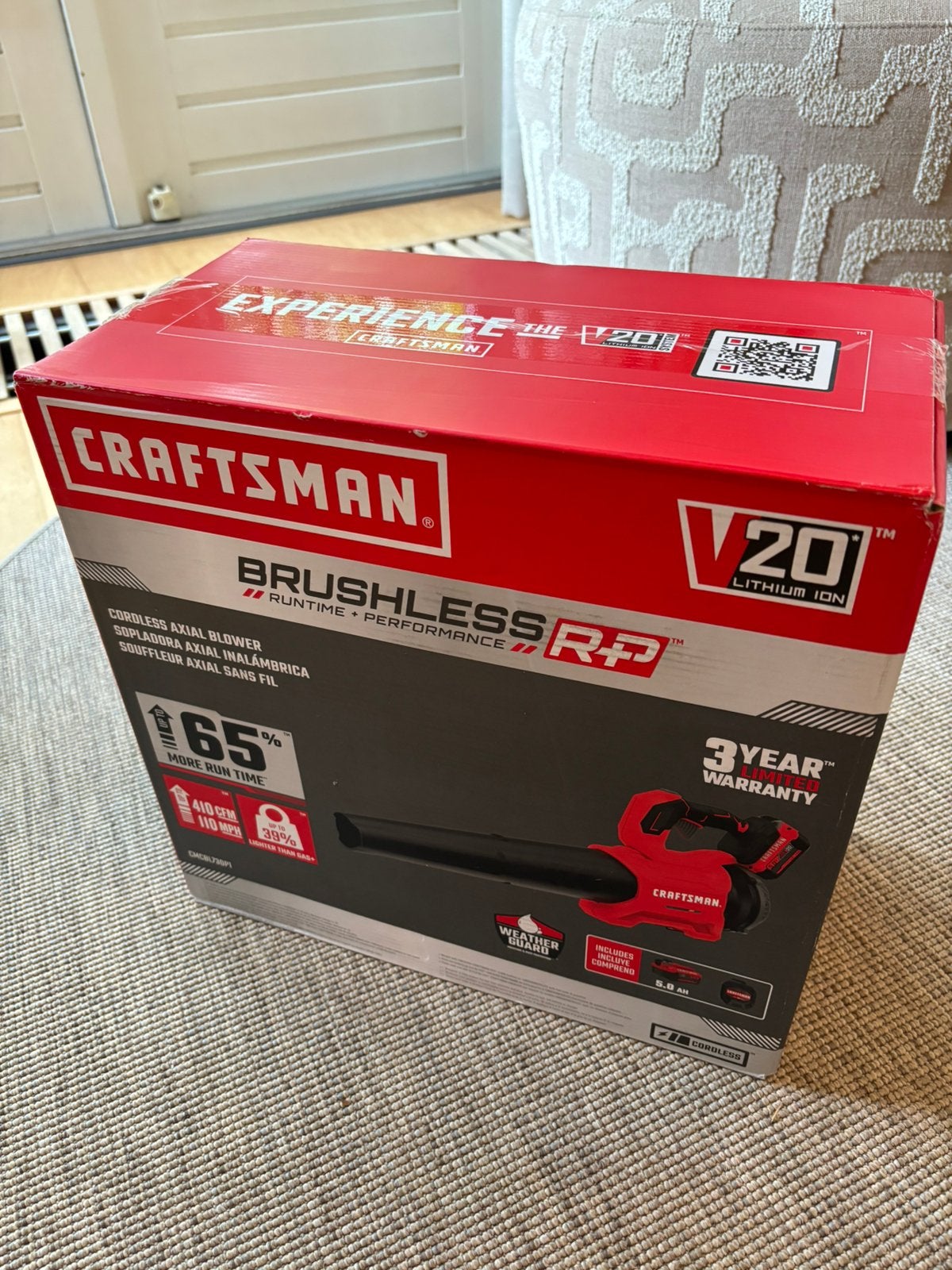Bladblazer - CRAFTSMAN met 5ah V20 Accu Nieuw in Doos, Tuin en Terras, Ophalen of Verzenden, Nieuw, Accu, Handgedragen