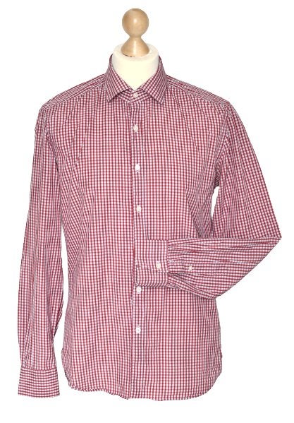 Xacus geruit shirt,, overhemd, supercotone, Mt. 42 / L, Kleding | Heren, Overhemden, Zo goed als nieuw, Halswijdte 41/42 (L), Rood