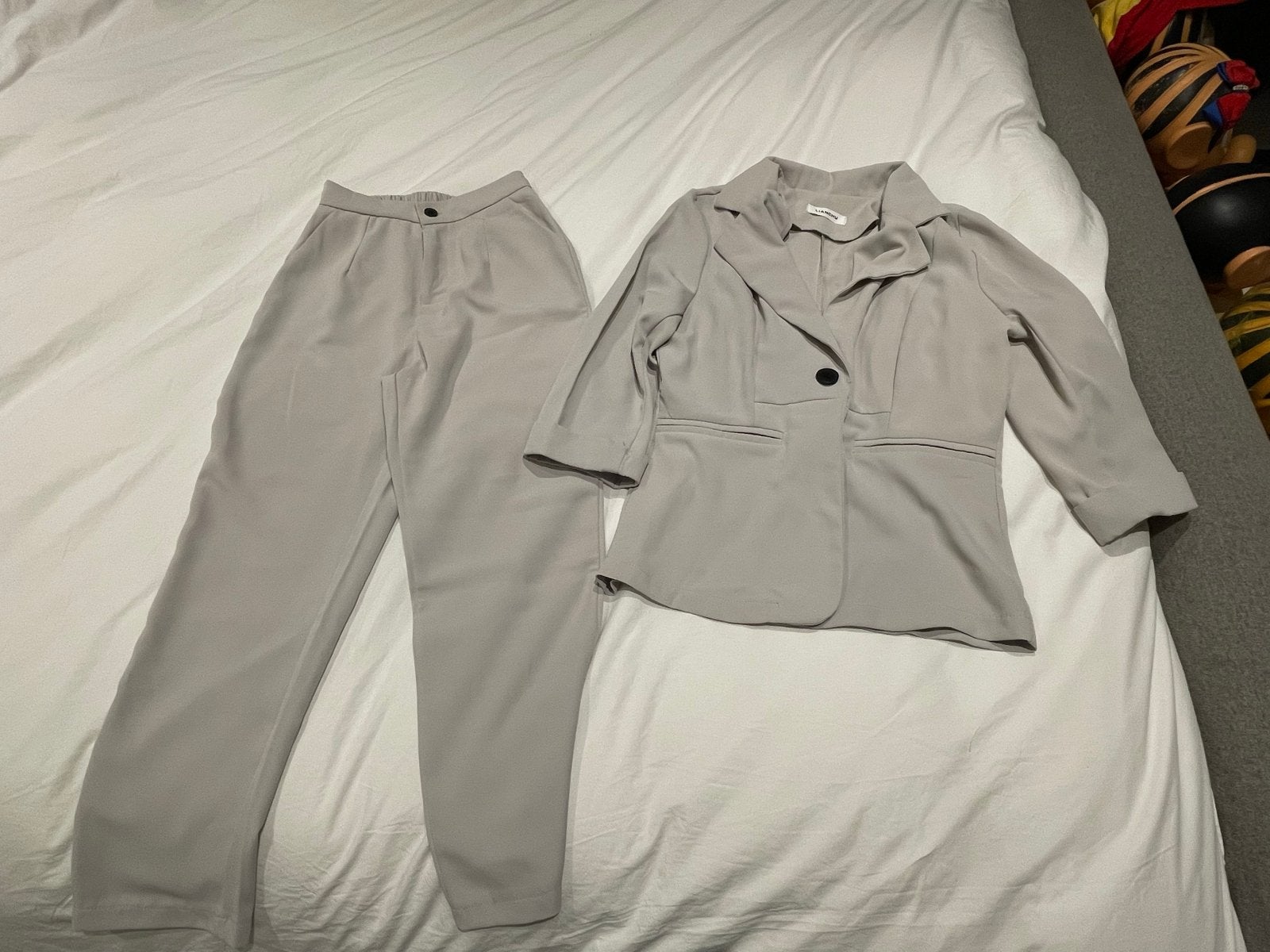 Lianchu Dames Set: Broek en Blazer Maat 36, Kostuum of Pak, Ophalen of Verzenden, Maat 36 (S), Grijs
