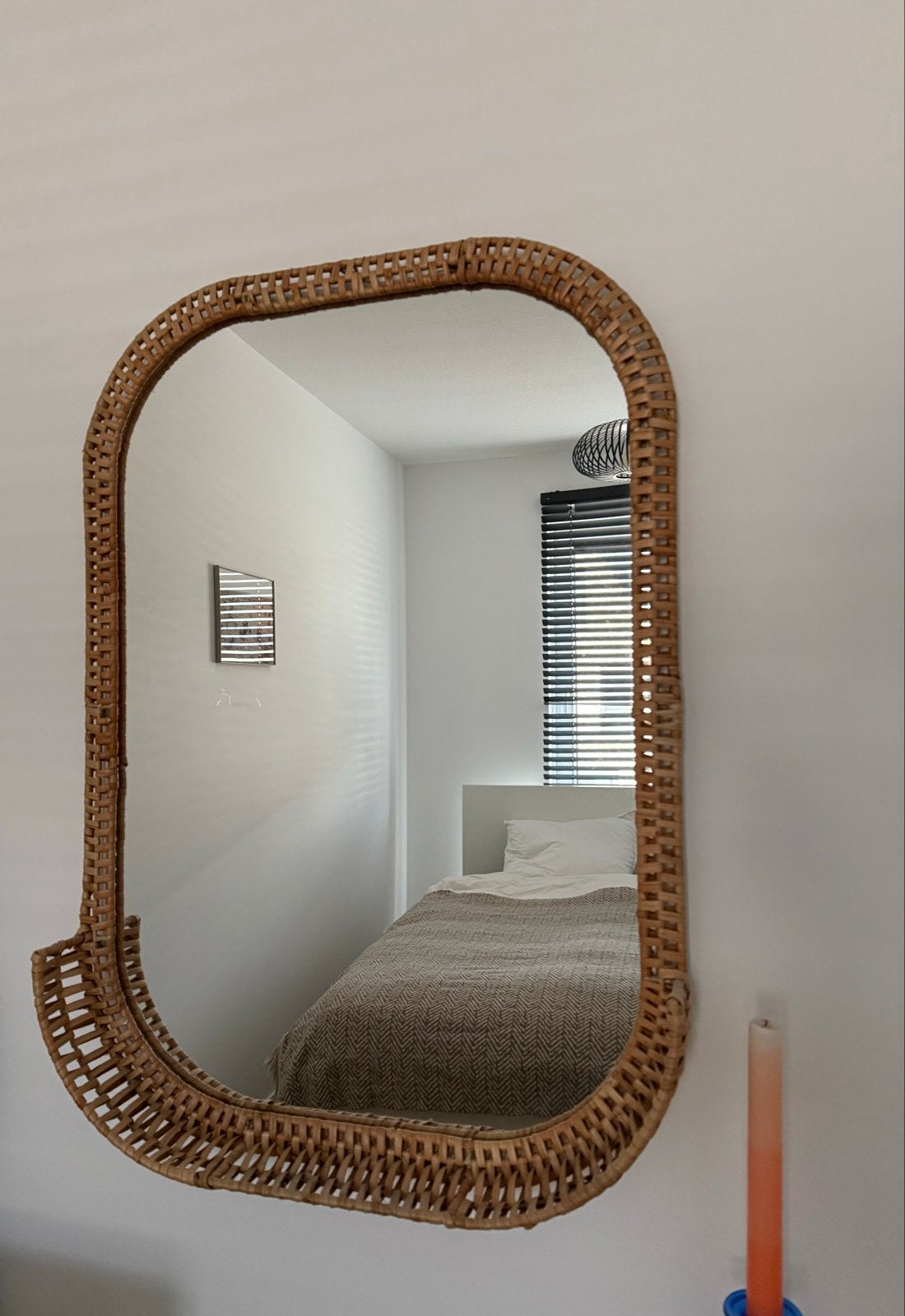 IKEA SOMMARBO spiegel van rotan, 53x76 cm, Ophalen, Zo goed als nieuw, Rechthoekig, 50 tot 75 cm