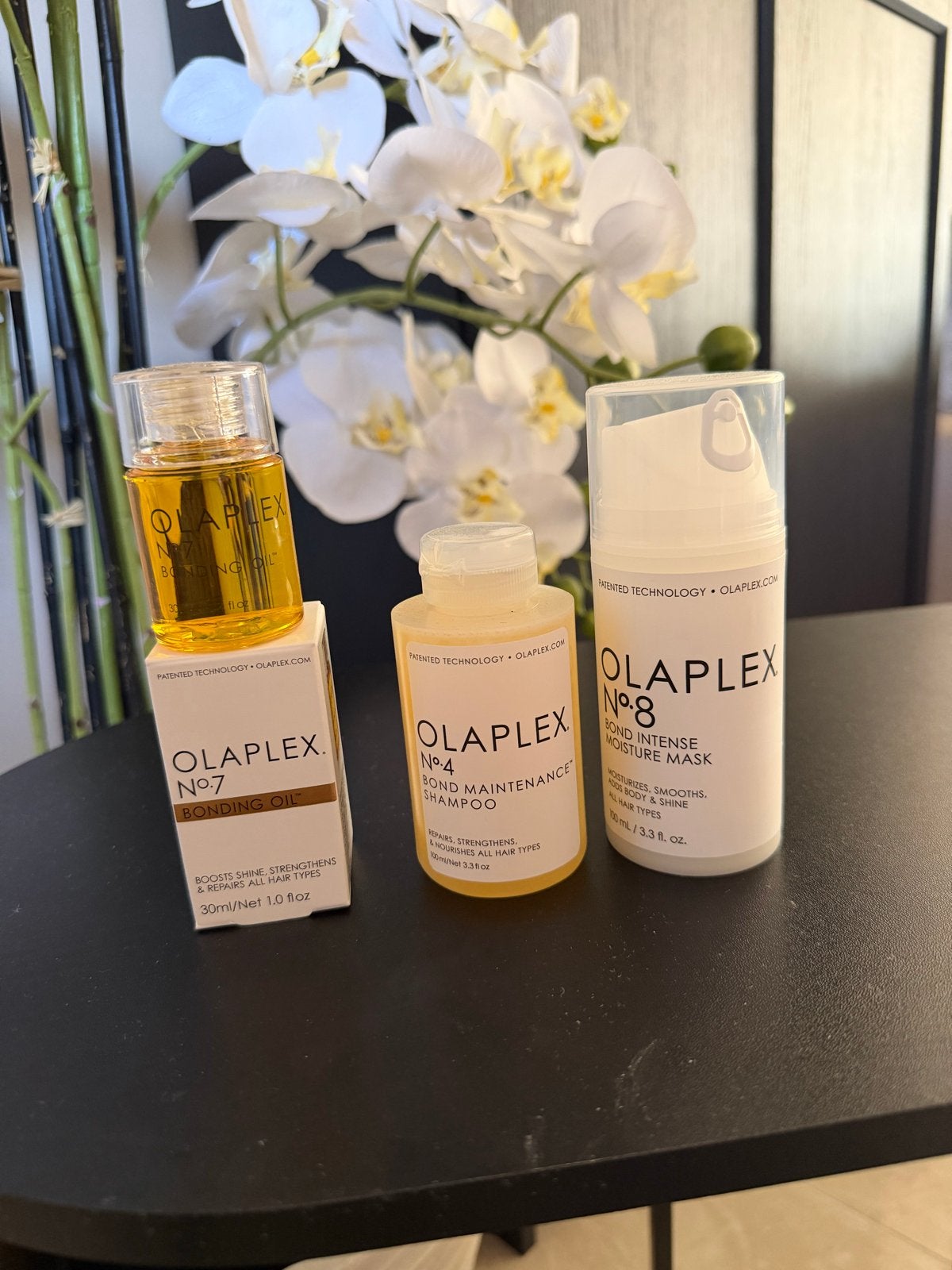 Olaplex Haarverzorgingsset: No. 4, No. 7 & No. 8 - Nieuw, Ophalen of Verzenden, Nieuw, Haarverzorger of -hersteller