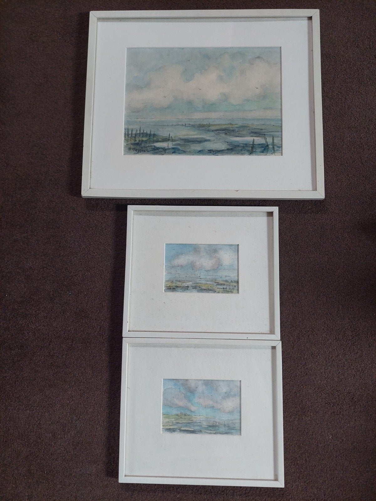 Aquarellen zeegezichten wadden, Antiek en Kunst, Maritiem / water, Overige stijlen, Ophalen of Verzenden, Aquarel