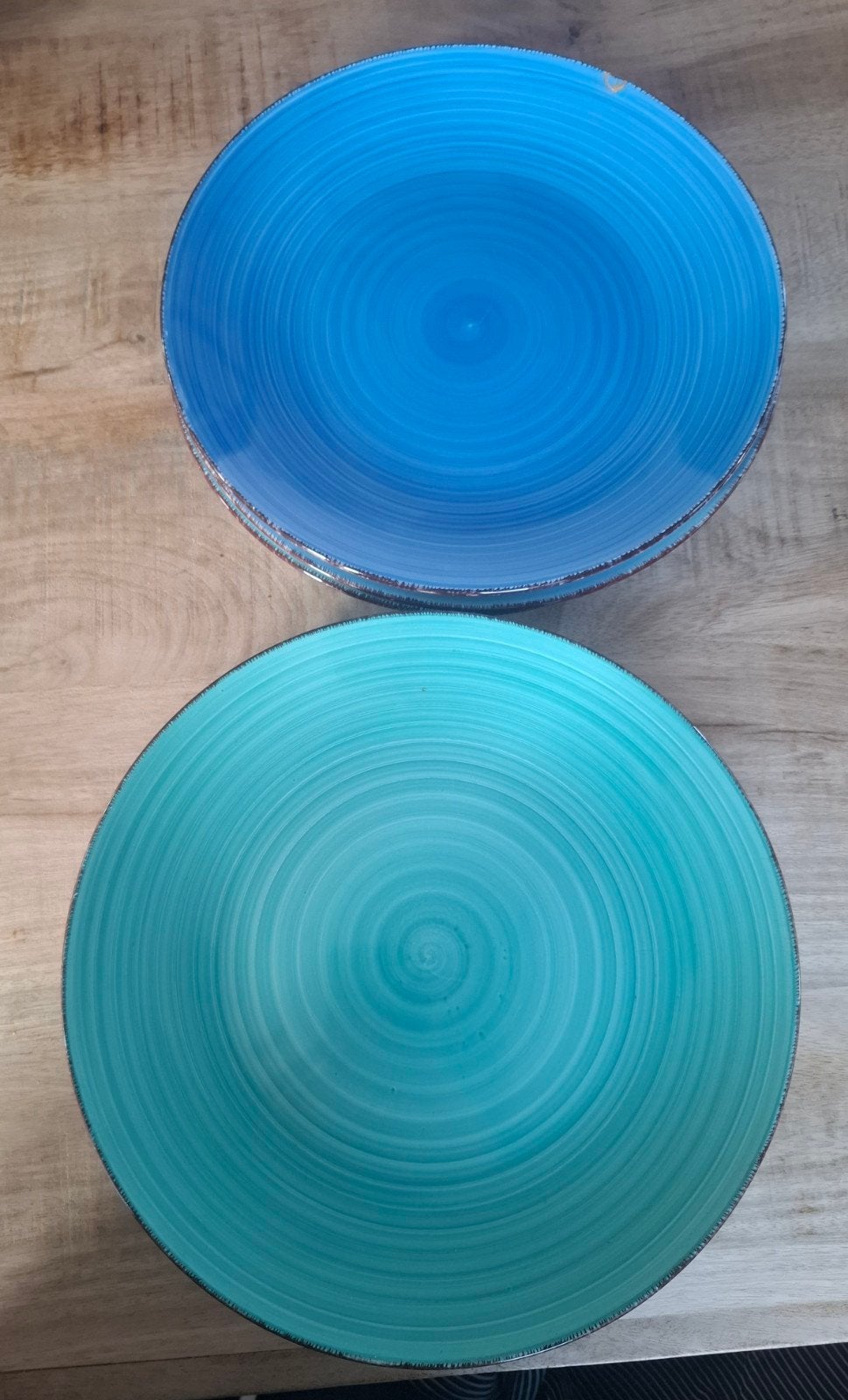 Set van 6 dinerborden - Blauw en Groen, Keramiek, Ophalen of Verzenden, Zo goed als nieuw, Bord(en)
