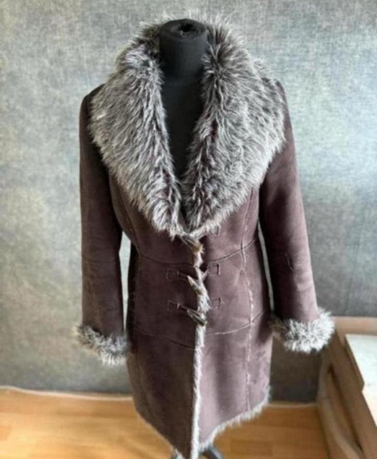 QED London mooie bruine imitatie lammy coat mt L, Ophalen of Verzenden, Zo goed als nieuw, Maat 42/44 (L), Bruin