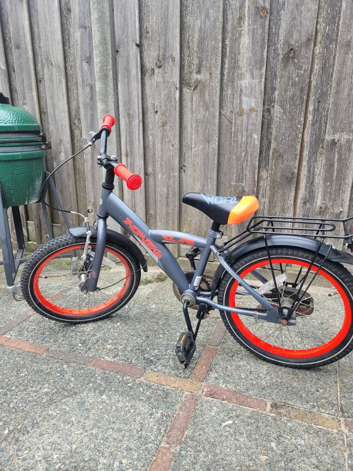 Thombike kinderfiets 18 inch - Grijs/Oranje, Ophalen, Velgrem, Thombike, 16 tot 20 inch