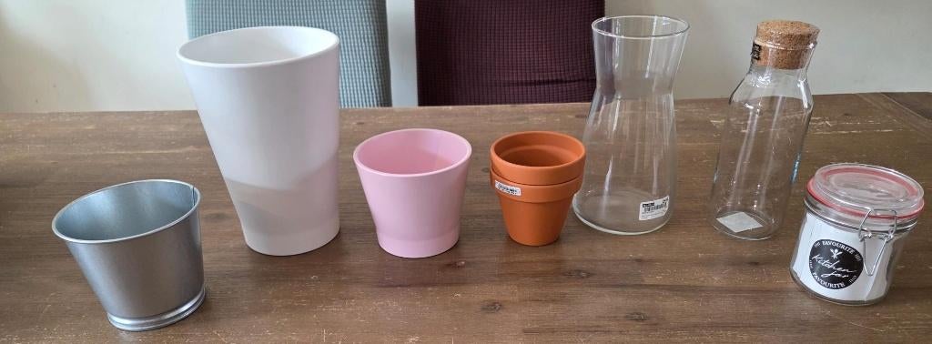 Vazen (en potjes) assorti, Overige kleuren, Nieuw, Ophalen of Verzenden, Glas