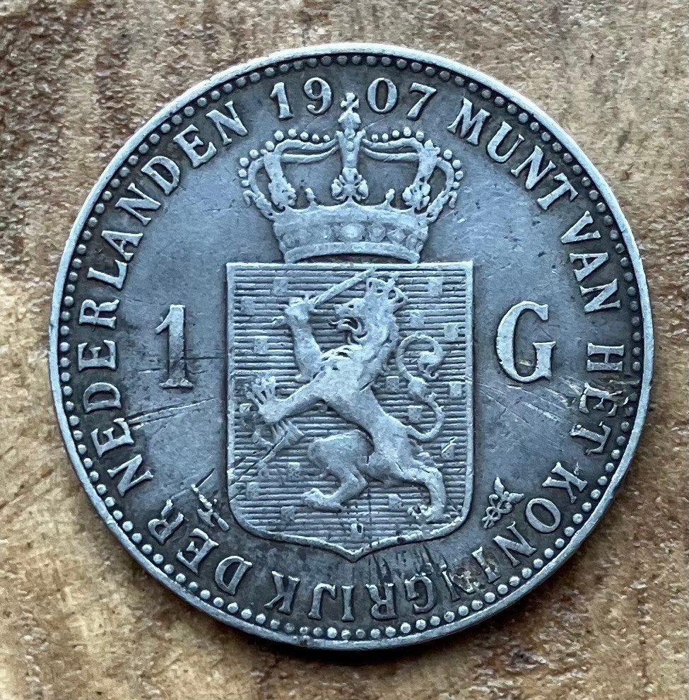 1 gulden 1907 Wilhelmina, Ophalen, 1 gulden, Zilver, Koningin Wilhelmina
