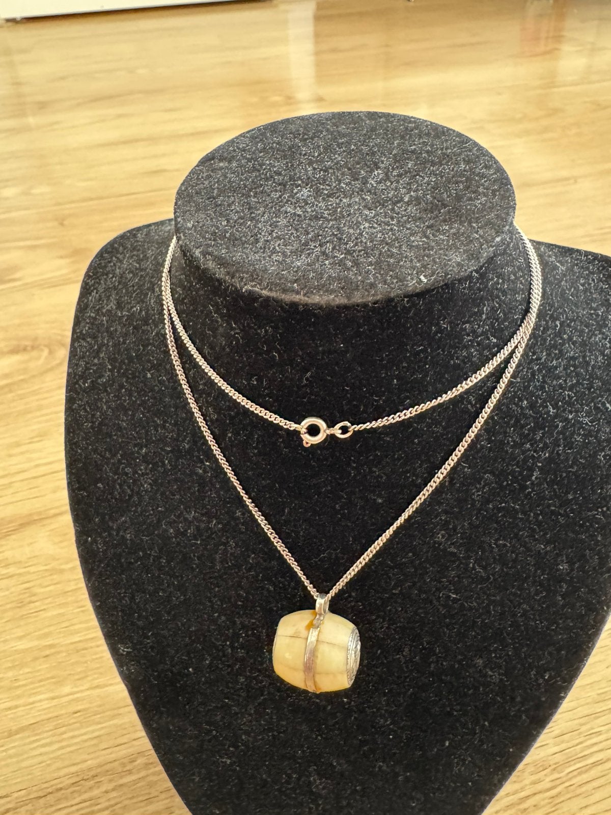 Antiek 835 zilver ketting 60cm met hanger organisch, Ophalen of Verzenden, Zo goed als nieuw, Zilver, Met hanger