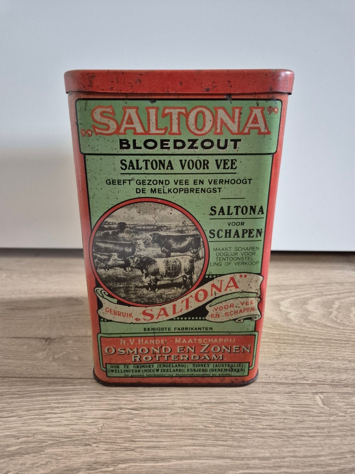 Saltona bloedzout blik rotterdam, Verzamelen, Blikken, Ophalen of Verzenden, Gebruikt, Overige