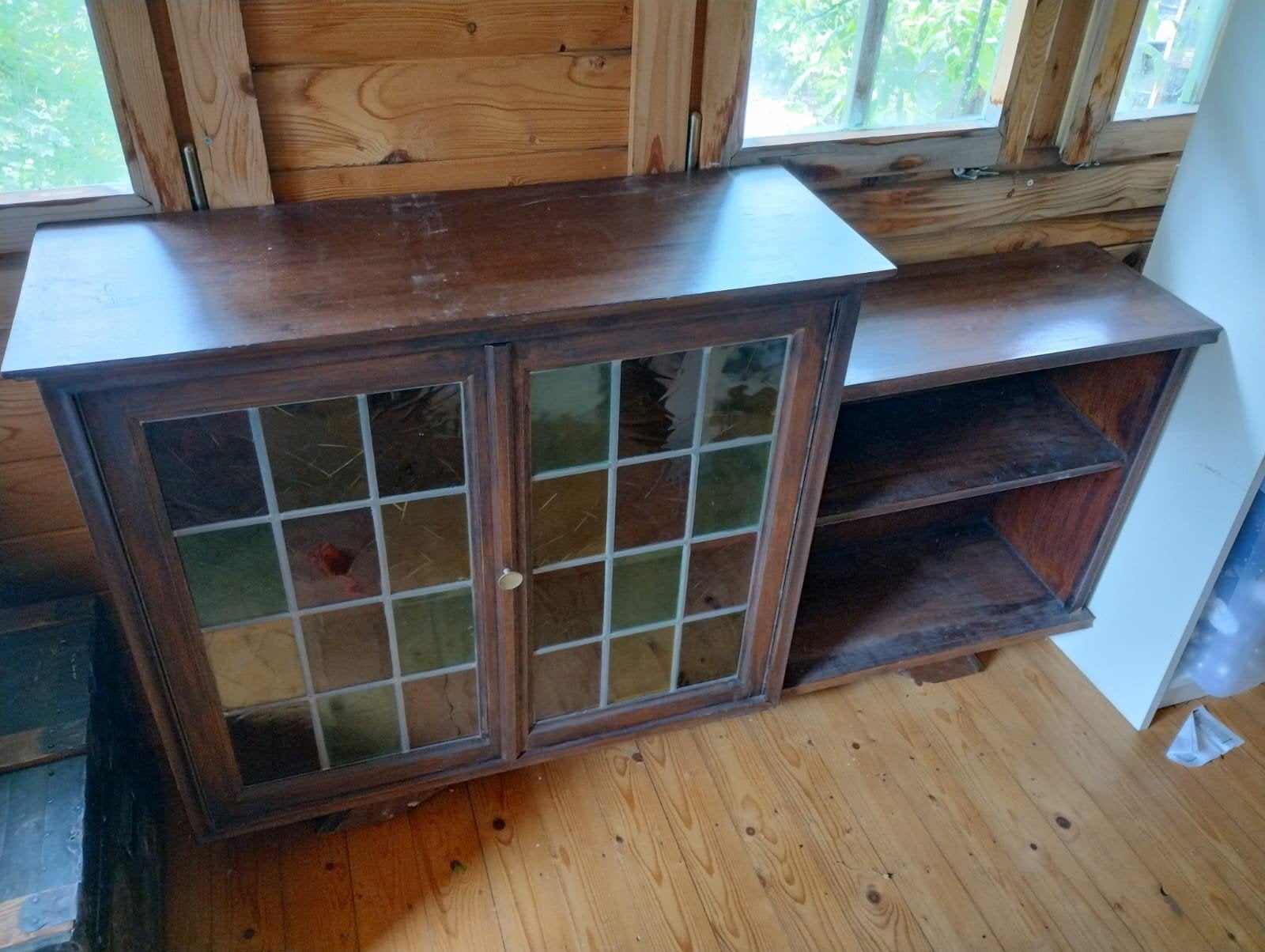 Leuke vintage/retro kast met glas in lood, Ophalen