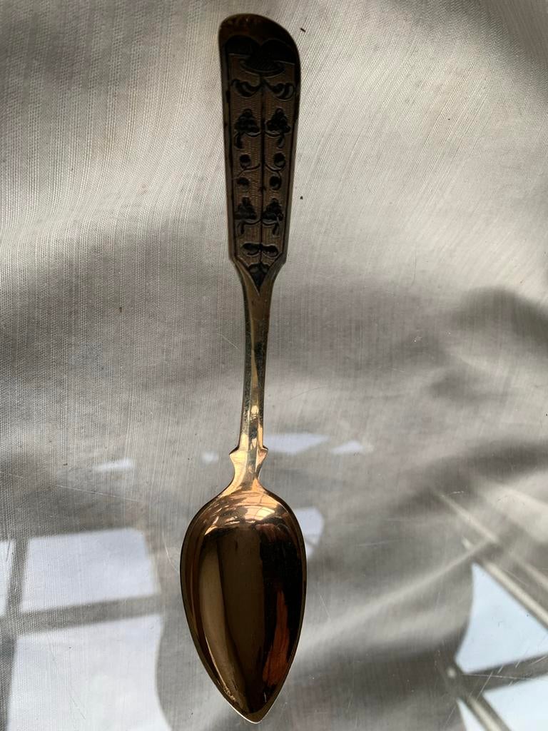 Antieke Verguld Zilveren Lepel uit Rusland, 84 Zolotnik, Antiek en Kunst, Antiek | Goud en Zilver, Ophalen of Verzenden, Zilver