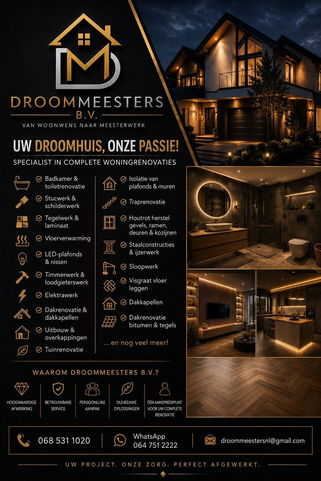 Renovatie en verbouwing gratis offerte WhatsApp 0647512222, 24-uursservice