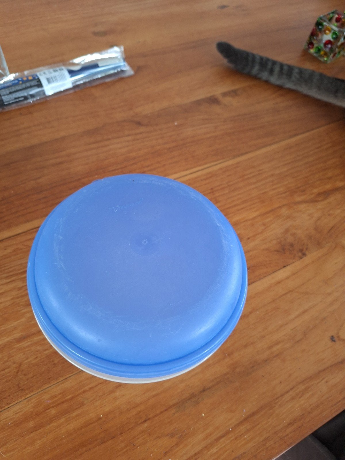 Tupperware schaal met deksel en vergiet, 2 liter, Ophalen of Verzenden, Gebruikt, Blauw, Schaal